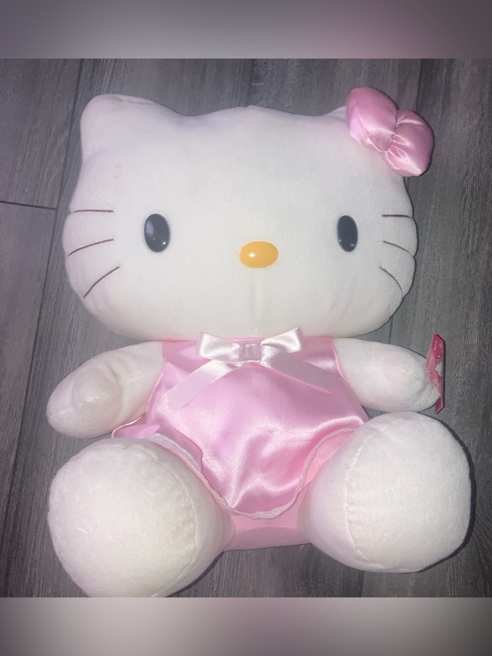 Hello Kitty White Plush with Pink Satin Outfit and Bow